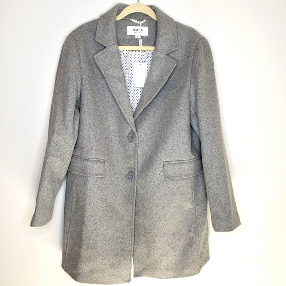 Haute Edition Wool Blend Single Breasted Pea Coat - Picture 1 of 7